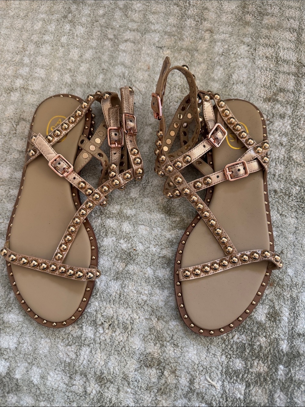 ASH leather rose gold gladiator sandal